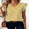 Color-Block Design, National Celebration, Surprise Gift, High-Quality Women's All-Over Print V-Neck Top