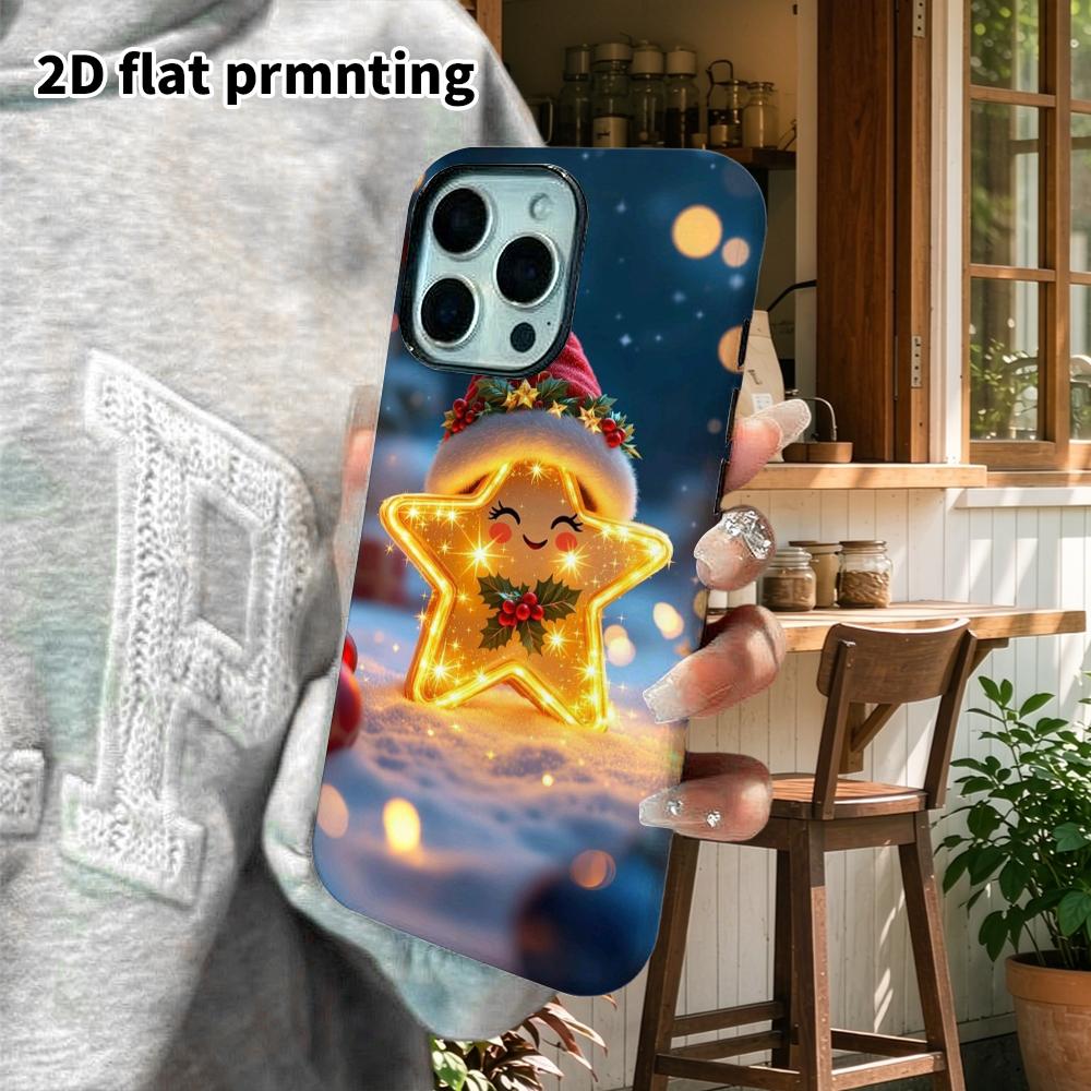 Phone Case: 2D Flat Design Suitable for iPhone 18, 17, 16, 15, 14, 13 Pro Film Protective Case, Couple Style, Glowing Stars, Christmas and Halloween G