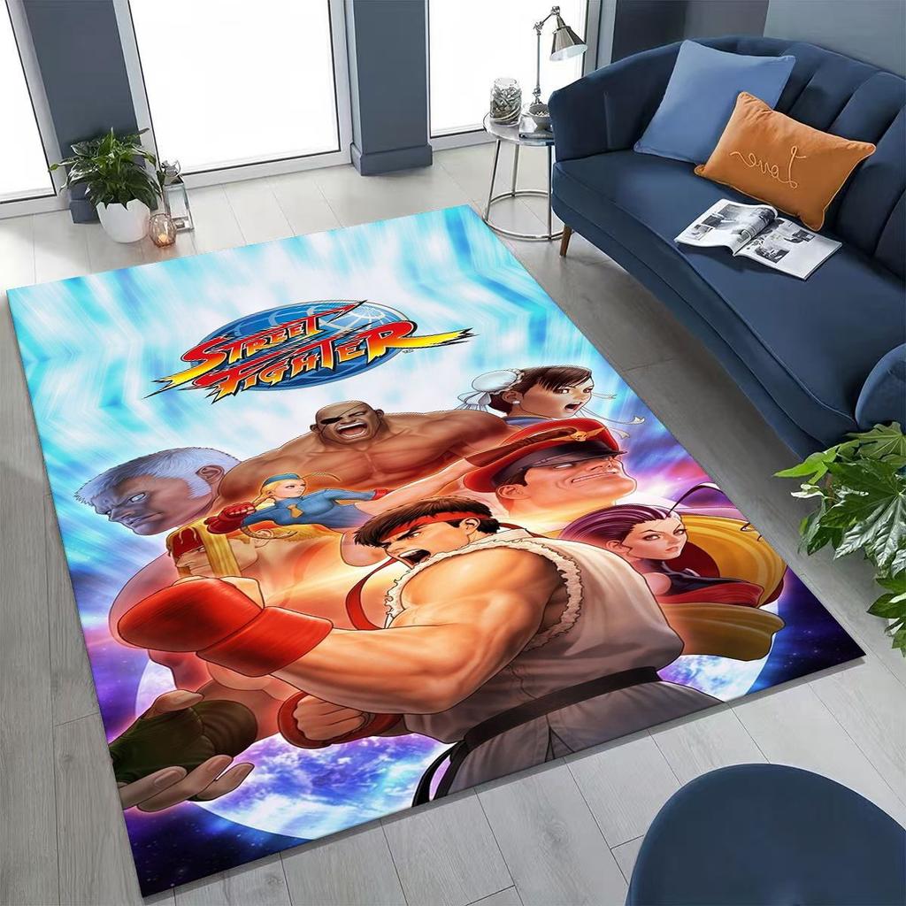 Retro Street Fighter 6 Characters Game Chun-Li Cartoon Rug for Bedroom Living Room Sofa Home Doormat Decor,Non-slip Floor Mat