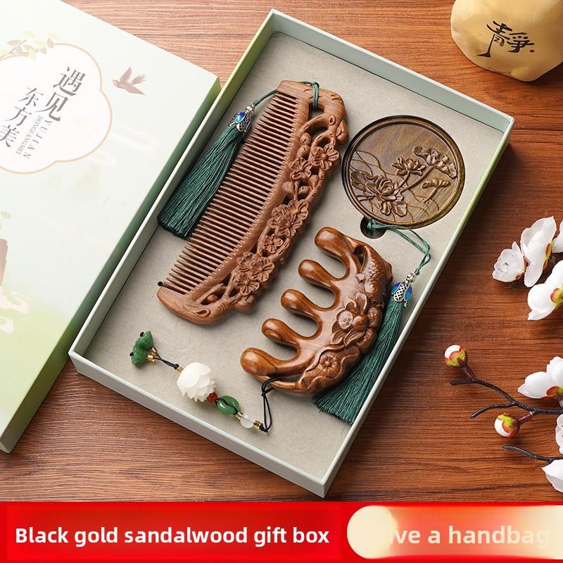 Green Sandalwood Gift Box Comb for Women, Gift Comb Set for Girlfriend, Mom, Head Meridian Nourishing Hair Massage Comb розовый