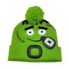 Novelty LED Beanie for Boys Factory Price Logo and Color Custom LOGO Cute Cartoon Green Knitted Hat with LED Headlamp