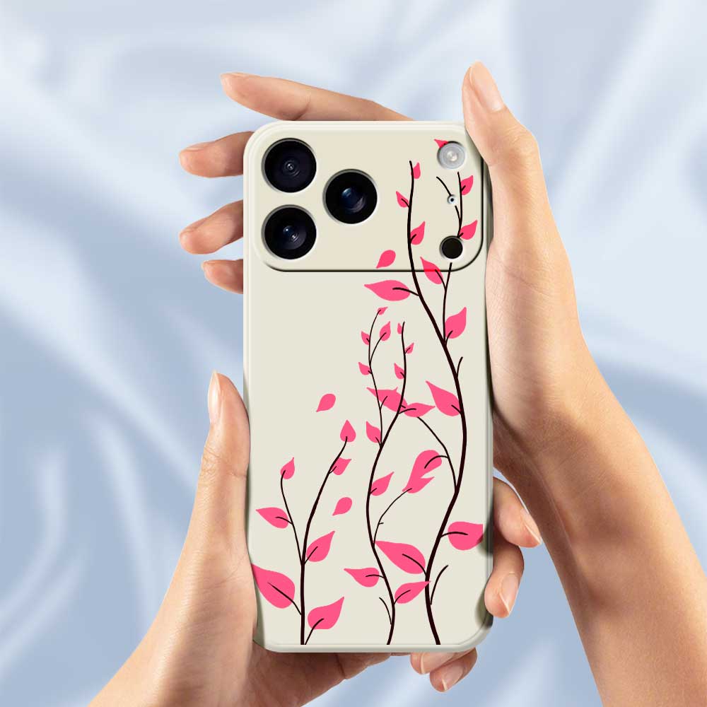 For iPhone 17 Pro Max Case Red Leaves Pattern Printing Straight Edge TPU Phone Back Cover