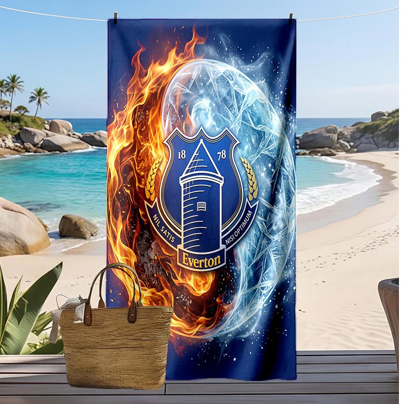 Everton Football Print Beach Towel, Large Soft Quick Dry Towel for Beach Camping Swimming