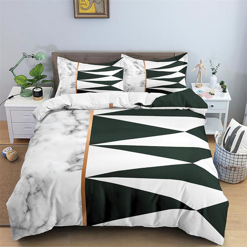 Luxury Black Marble Duvet Cover Set Queen/King/Full/Twin Size Bedding Set Geometric Black Marble Comforter Cover Set Men Women