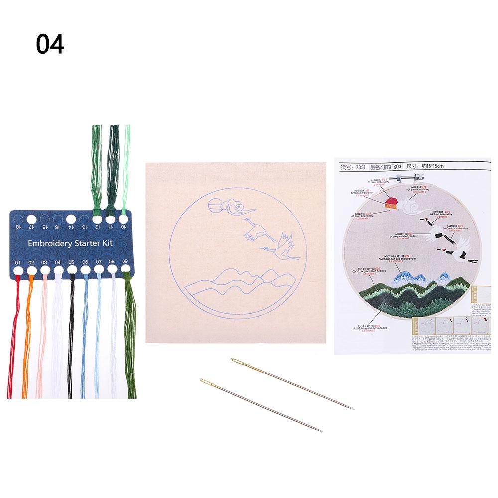 

1Set DIY Embroidery Kit with Flower Pattern Canvas Carrying Bag Sewing Needlepoint Kits Craft Needle/Thread Kit For Beginners