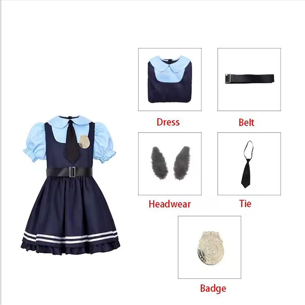 New Women Girls Crazy Animal Judy Hopps Halloween Cosplay Costume For Kids City Rabbit Police Officer Zoo Costume Fancy Dress S