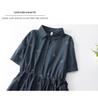 2026 Summer Women's High-End Chinese Style Cotton Linen Shirt Dress - Waist-Cinched, Slimming, Mid-Length Skirt