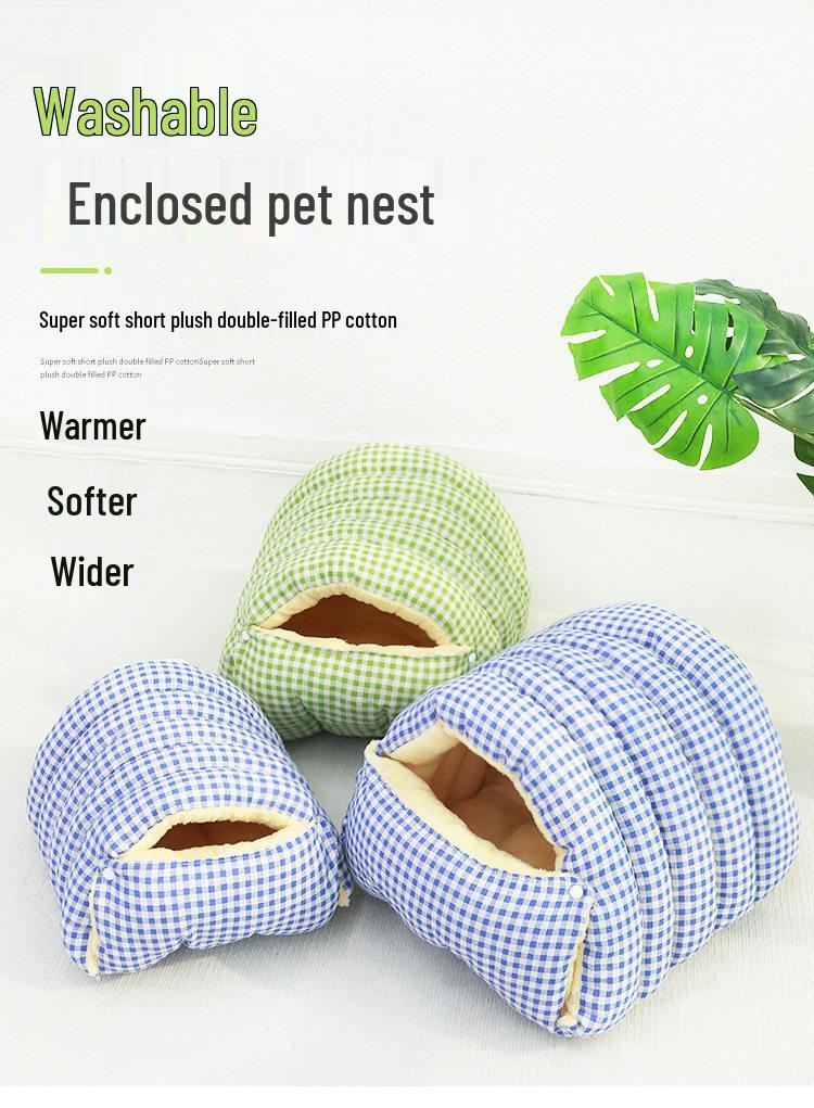 Arctic Velvet Enclosed Pet Bed: Warm Winter Nest for Cats & Dogs