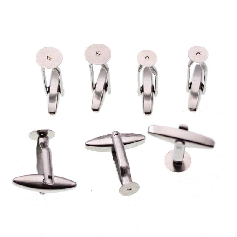 6 Stück/Los Edelstahl Manschettenknopf Schmuckzubehör Basis Manschettenknopf Einstellungen Cabochon Cameo Basis Bekleidungszubehör 6 8 10 12 mm