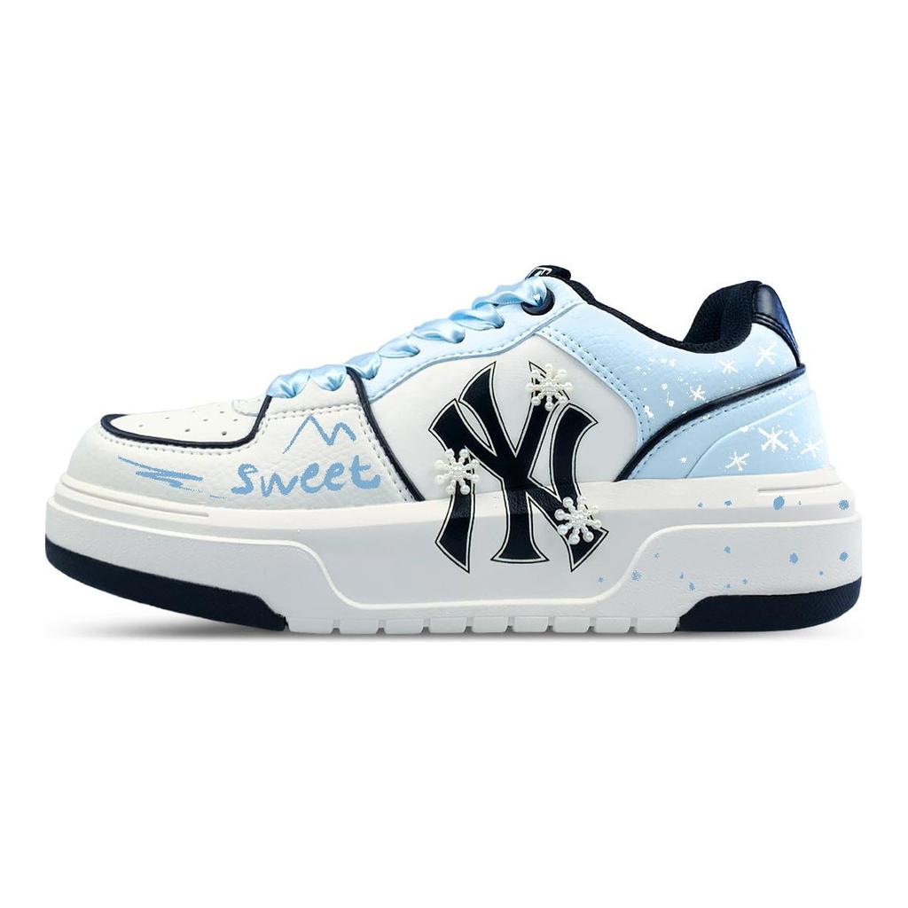 MLB New York Yankees Wear Resistant And Lightweight Low Top Skateboard Shoes Unisex White 3ASXCA12N-50WHS(Team47-MLB)