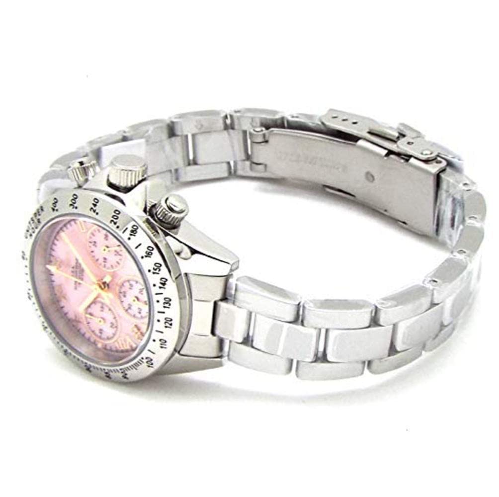 Ladies watch tachymeter chronograph Equipped with Japanese movement Natural pink shell dial material Water resistant to 10 ATM Happy 7th2P natural