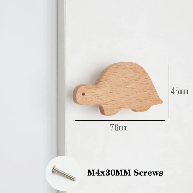Children's Room Wooden Door Handles Animal Wood Furniture Handles for Cabinets and Drawers Knobs Kitchen Cupboard Wardrobe Pulls