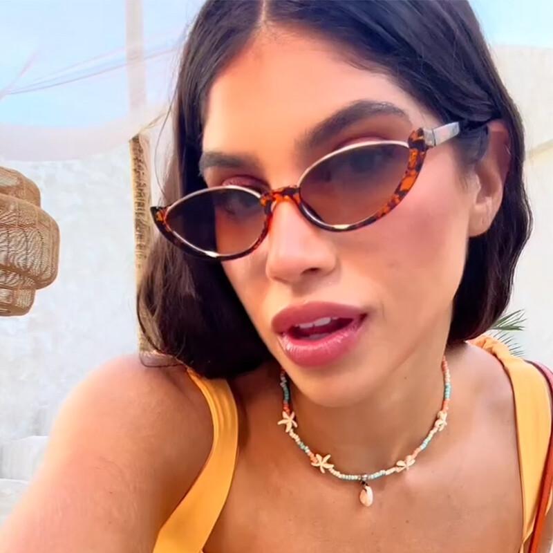 Sexy Small Cat Eye Women's Sunglasses New Fashion Leopard Half Frame Sun Glasses Female Retro Y2k Outdoor Shades UV400