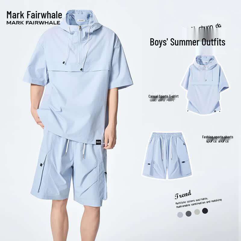 Mark Fairwhale Men s Summer Techwear Hooded Short Sleeve Set XL