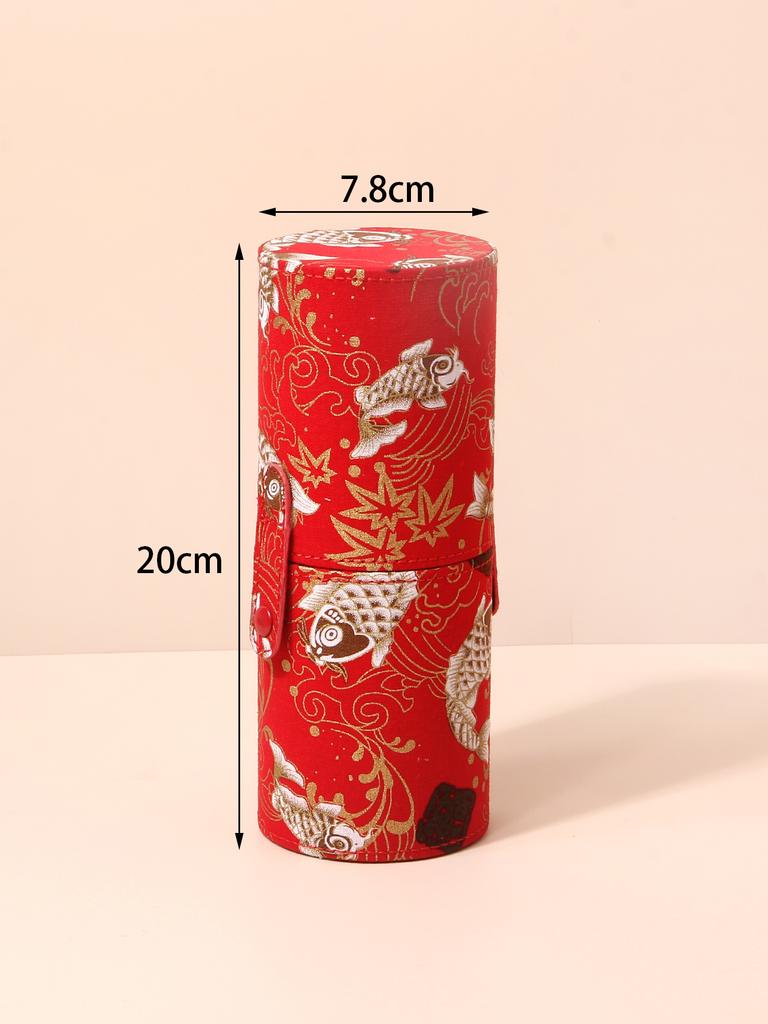 High-grade Guofeng Good Luck Koi Totem Makeup Brush Storage Bucket Multi-function Dustproof Makeup Tool Storage Container