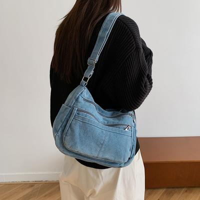 Denim Tasche Damen Große Kapazität Umhängetasche Studenten Pendler Tragetasche