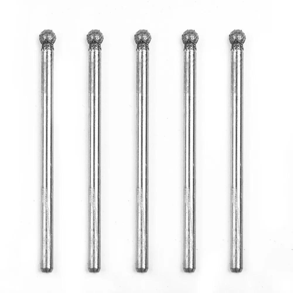5 Stück 0,5 mm - 3 mm Kugelrund Rotierende Diamant-Bohrerfräser Schleif-Schnitz-Bohrer für Bohrmaschine Schleifmaschine Elektrische Schleifmaschine Schleifmittel