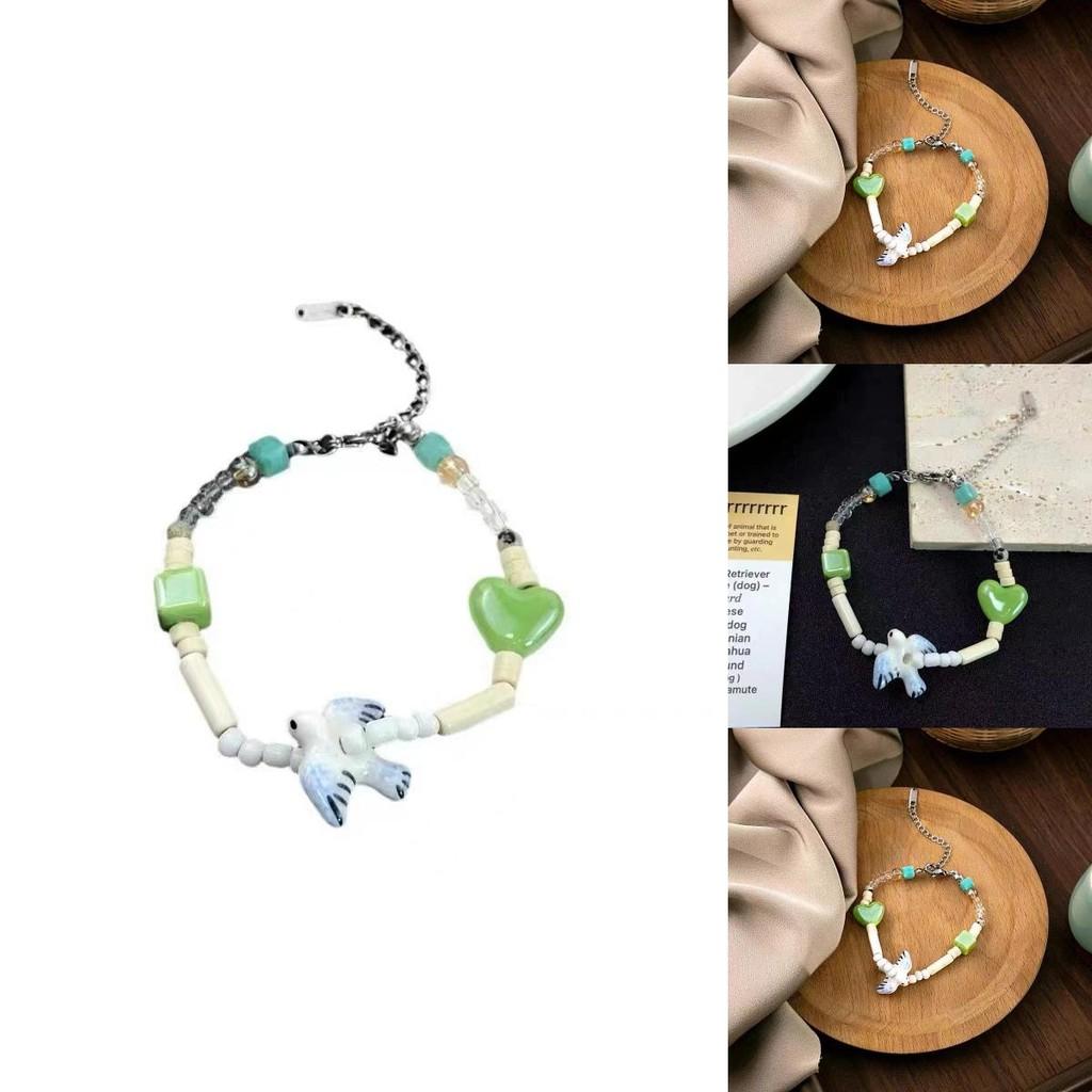 Classy Ceramic Beaded Bracelet For Women With Heart And Square Shapes Perfect Gift