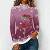 T-shirt di Natale Casual da Donna con Scollo Alto e Maniche Lunghe