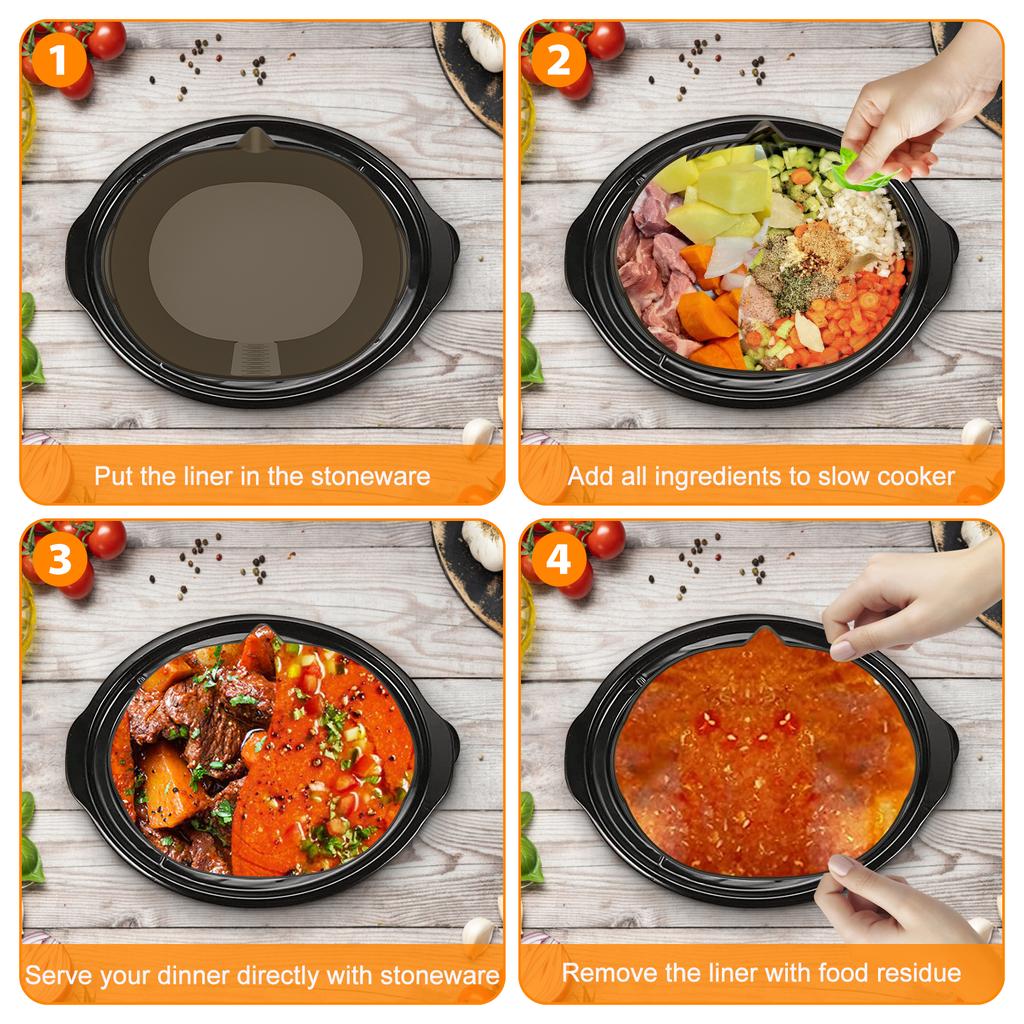 2PCS Silicone Slow Cooker Liners Fit 6-7 Quarts Oval Pot Leakproof Slow Cooker Divider Liner Heat Resistant Slow Cooking Liner