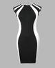 Summer Color Block Sleeveless Round Neck Slim Fit Zipper Dress for Women - European and American Style