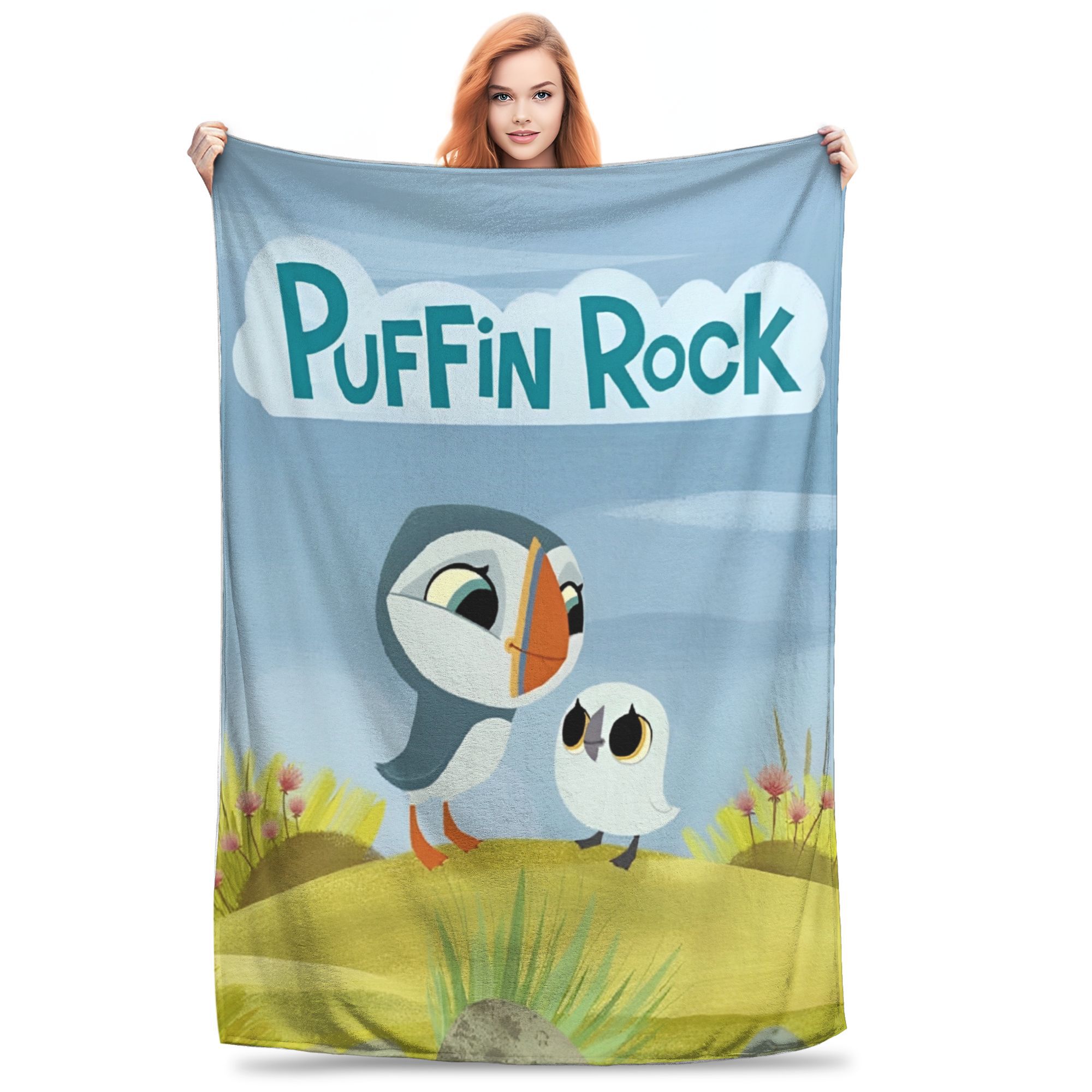 

Puffin Rock and the New Friends Cartoon Anime Blanket Multi-size Warm Cozy Fluffy Throw Blankets for Sofa Couch and Bed 75x90cm