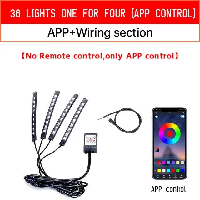 RGB APP LED Remote Control Flexible Waterproof Sound Control 12V Motorcycle Decorative Light Bar Car Atmosphere Footlight