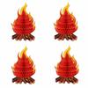 4Pcs Foldable Fake Fire Ornament 3D Honeycomb Honeycomb Campfire Decoration  Camping Theme