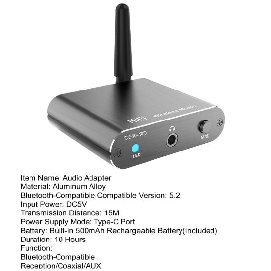 Bluetooth 5.2 Uyumlu Alıcı 15M Uzun Menzil Surround Ses aptX Düşük Gecikme Optik AUX 3.5MM Koaksiyel Araç Stereo Hoparlör Kablosuz Ses Adaptörü