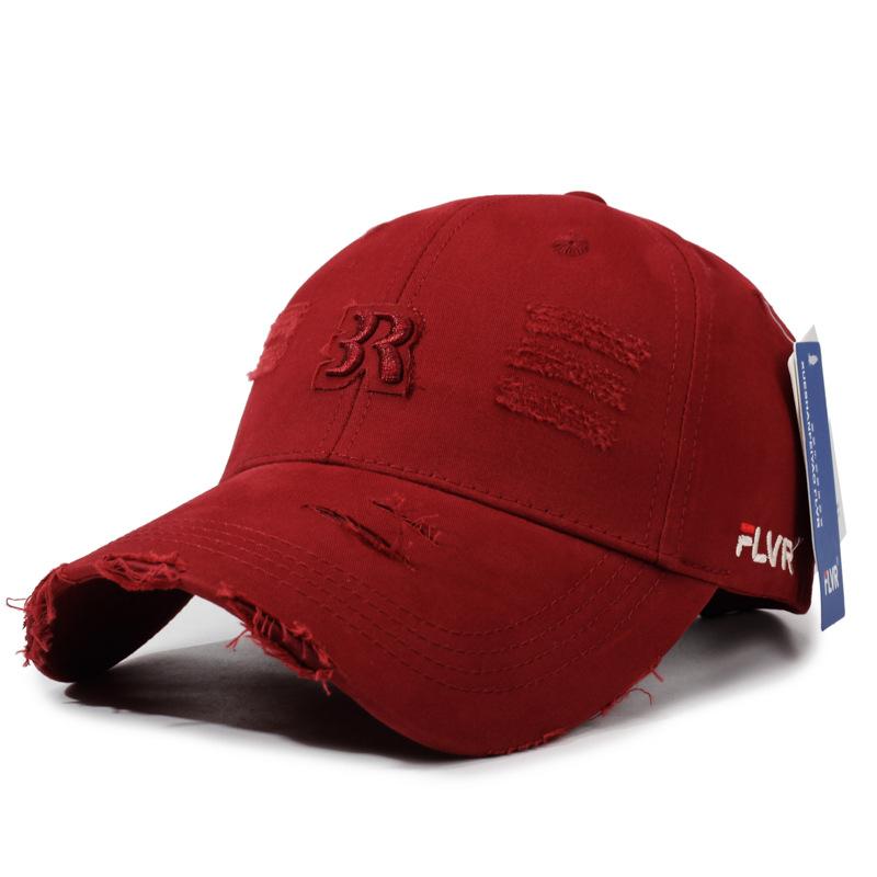 New retro autumn and winter hole letter baseball cap women's hard top casual versatile sunshade cap men's tide