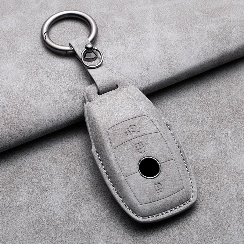 Car Key Cover for Mercedes Benz A C E S G Class GLC CLE CLA W177 W205 W213 W222 X167 AMG Leather Car Key Protective Cover