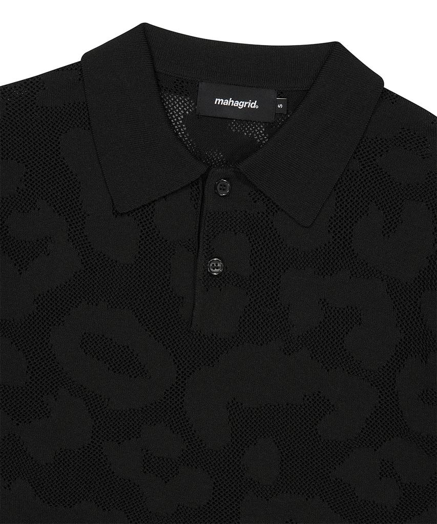 MAHAGRID Leopard Crochet Collar Knit Black(Mg2Gmmk640A)