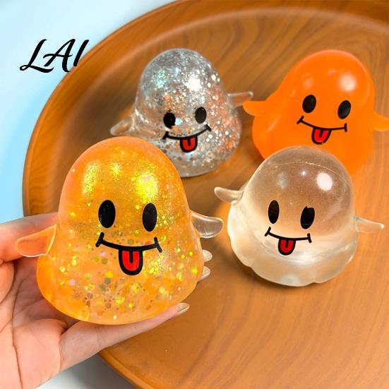 Halloween Ghost Toy Spooky Squeeze Toy Glitter Stress Relief Venting Tongue-out Sensory Fidget for Home Office School Relievers