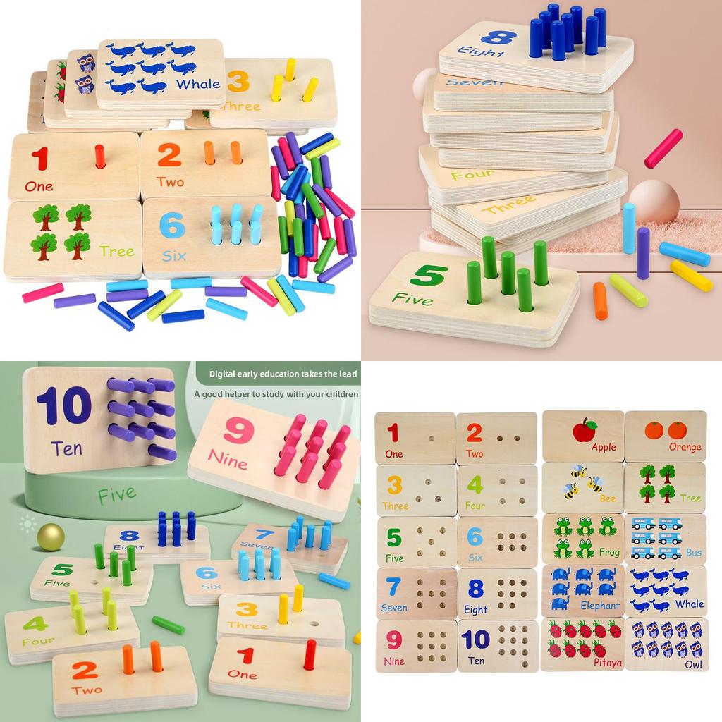 Wooden Montessori Math Learning Stick Color Recognition Matching Board Educational Toy For Early Childhood