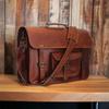 Vintage Bag Leather Genuine Laptop Messenger Shoulder Men's Brown Travel