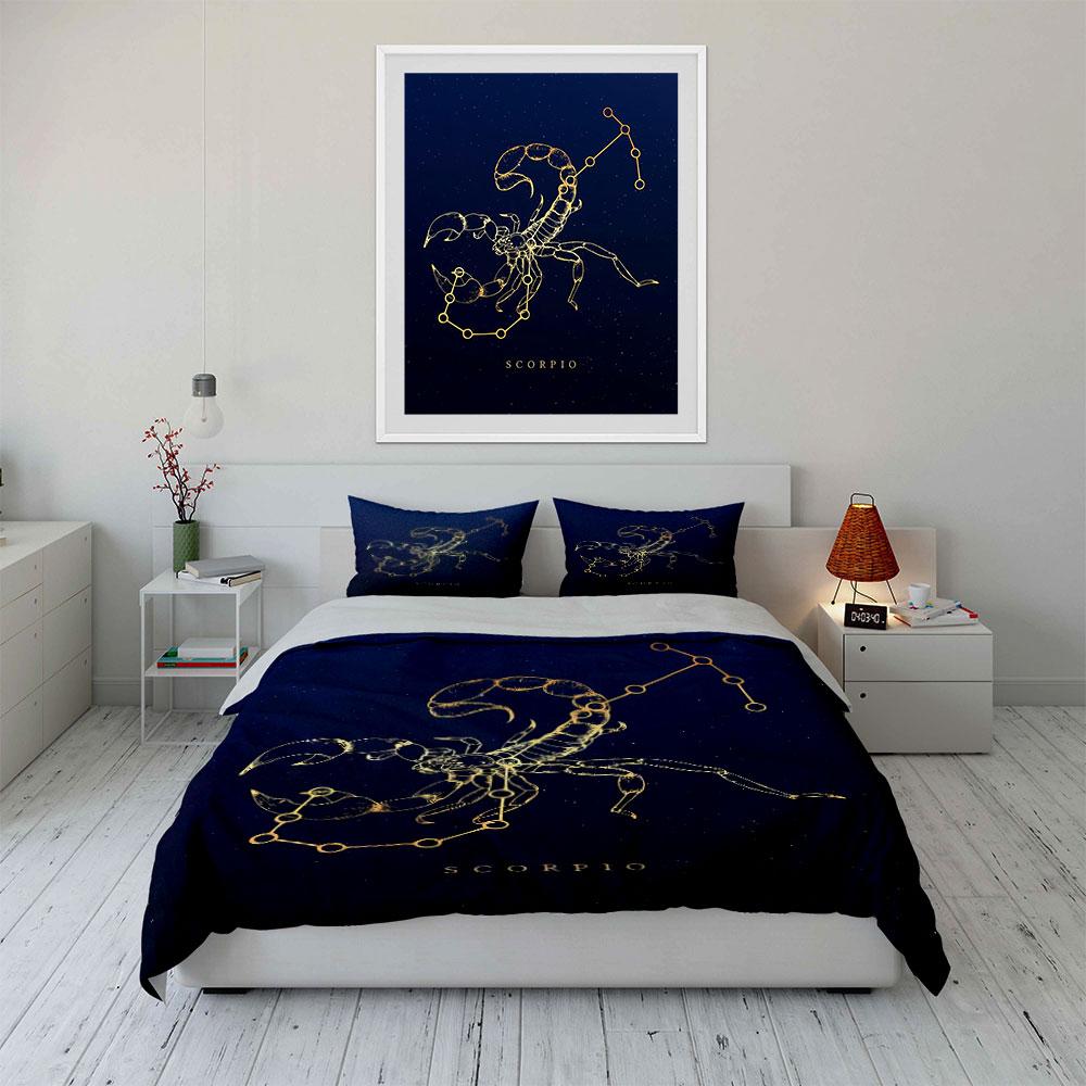 Scorpio Constellation Bedding Set Bedding Duvet Cover Set Duvet Cover Pillowcases  (1 * Duvet Cover 2 * Pillowcases, Without Duvet Insert)