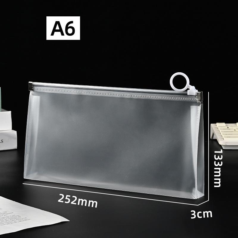 A4 Transparent Waterproof PP File Bag with Zipper for Stationery and Exam Paper Storage