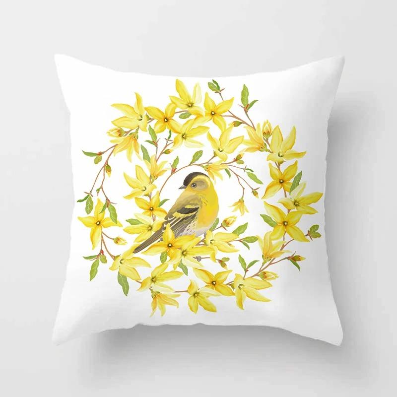 Birds and Flowers Decorative Pillowcases Living Room Office Home Pillowcases Car Ornaments