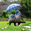 Yard Art for Flower Pots Blue Birds Garden Stake, Couple with Umbrella Romantic Sign Waterproof Outdoor Ornament Lawn Bed Decor Stakes