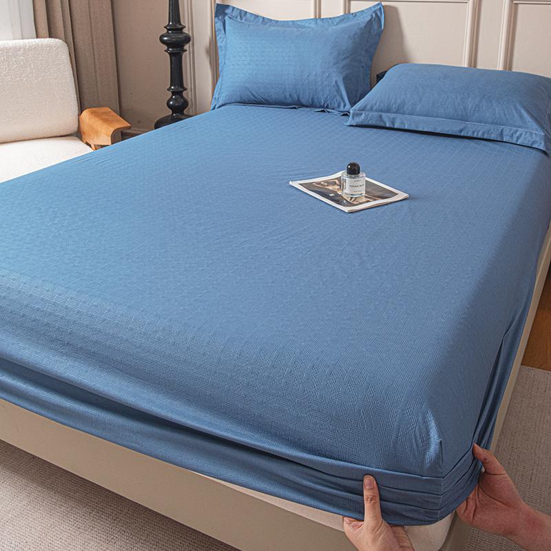 Fitted Bed Sheet with Elastic Band Solid Color Soft Mattress Cover for Single Double King Queen Bed 90/120/140/150/160/180x200cm