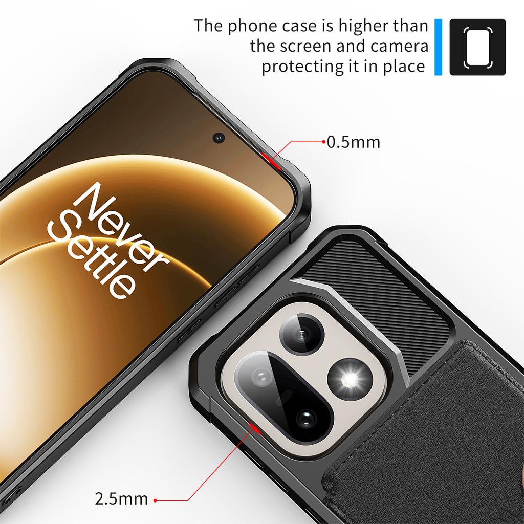 For OnePlus 15 5G Case with Card Holder PU Leather + TPU Phone Back Cover