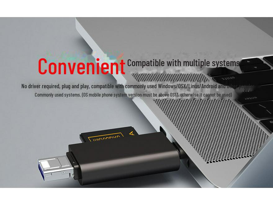 Metal OTG Card Reader for TF/SD Cards - Compatible with Apple, Android Type-C, and USB 2.0 Devices