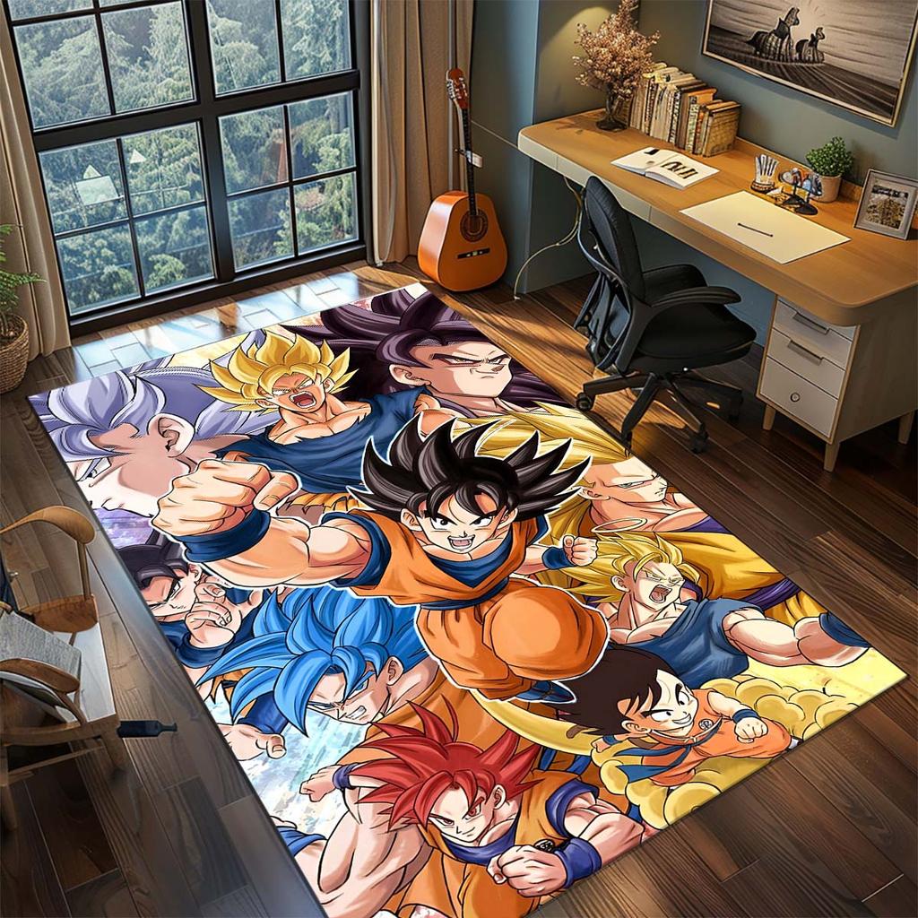 Tappeto Anime Dragon Ball Goku Tappeto Tappeto Grande Area Tappetino Pavimento Antiscivolo Lavabile Stanza Gamer Camera da Letto Decorazioni per la Casa -QJY