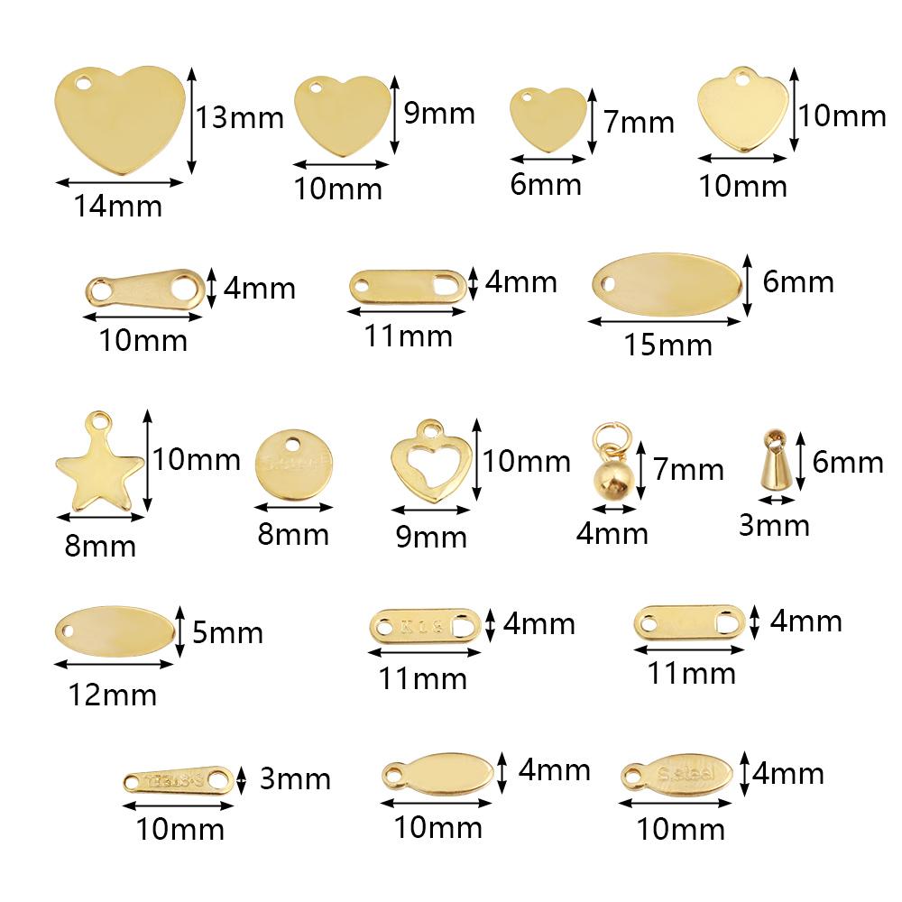 20pcs Stainless Steel Extend Tail Chain Charms Tag Gold Steel Color Multi-style Pendant for DIY Necklace Bracelet Jewelry Making
