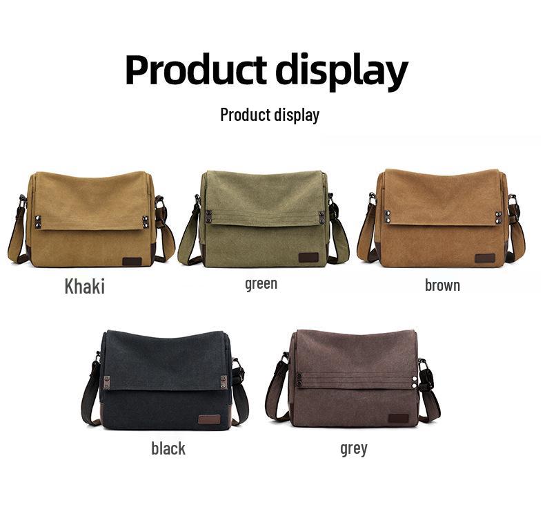 Men's Large Canvas Crossbody Bag - Casual and Wear-Resistant Shoulder Bag for Students and Commuters