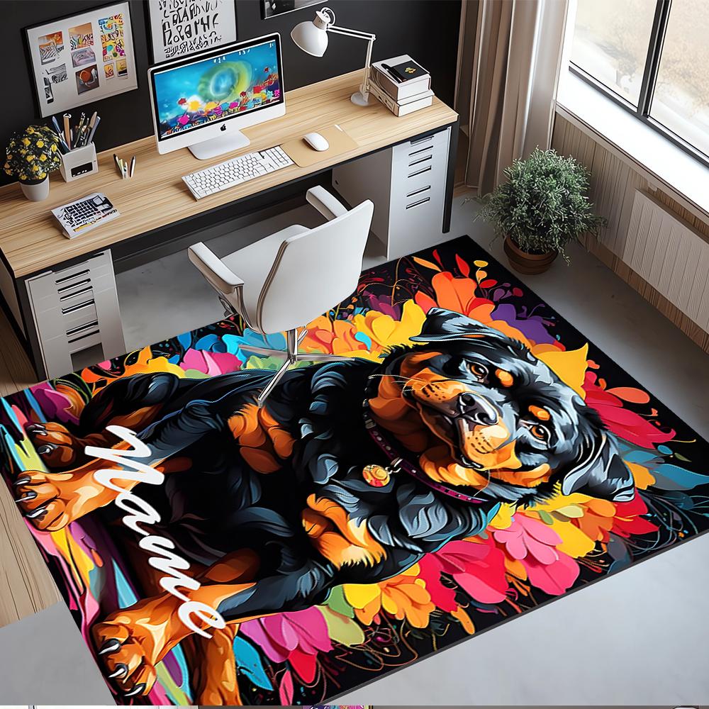 Custom Name Dog Printed Carpet,Rug for Office Chair Living Room Bedroom Kitchen Room Decor Gifts.