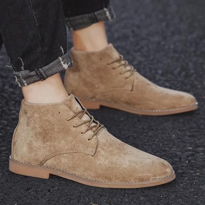 Bottes décontractées pour hommes Bottines en cuir suédé élégantes pour hommes Bottines Chelsea à lacets décontractées classiques à la mode pour hommes