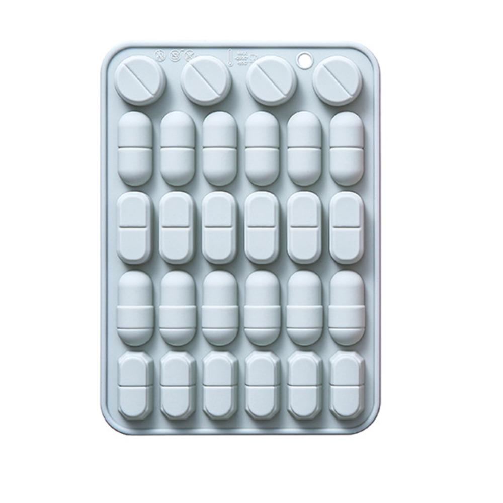 

Silicone Capsule Shaped Mold Reusable Flexible Pill Mold Tray 28 Cavity Design Chocolate Mold синий