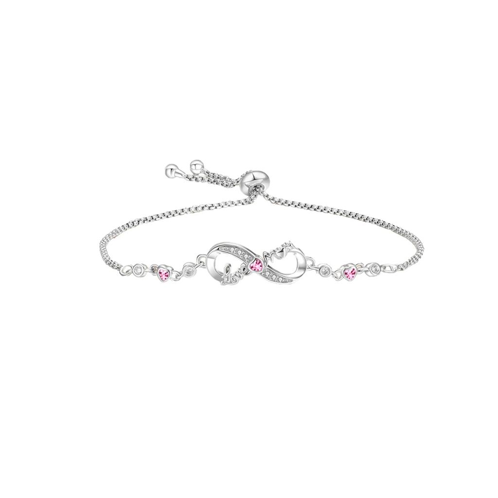Exquisite Copper Bowknot Pearl Heart Charm Bracelets Sparkling Pavé Circle Bangles For Women Jewelry Diy Fine Gifts