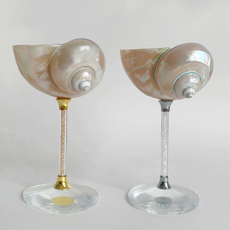 Originality Conch Wine Glass Goblet Handmade Banquet Natural Metal Glass Polishing Decoration Ornament Gift For Bar
